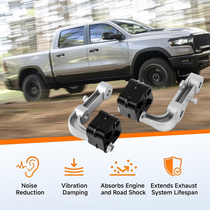 HIPADA 4PCS Rear Exhaust Bracket Muffler Support Rubber Isolator Hanger Assembly Left & Right Compatible with 2019-2025 Ram 1500 3.0L 5.7L 6.2L, Driver Passenger Side Replace 68275662AB 68395841AA 68519121AA - Image 5